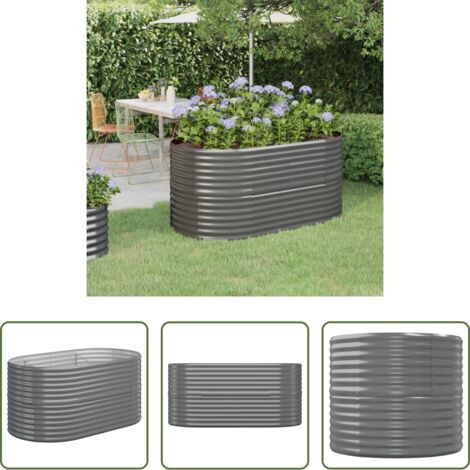 vidaXL Maceta de acero galvanizado -  Jardinera arriate acero galvanizado gris 152x80x68 cm