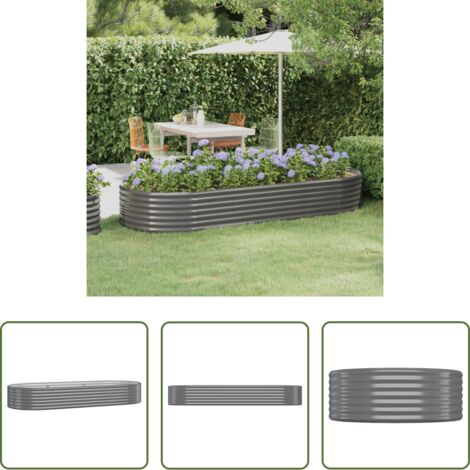 vidaXL Maceta de acero galvanizado -  Jardinera arriate acero galvanizado gris 249x100x36 cm