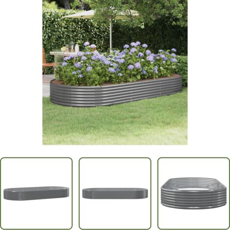 vidaXL Maceta de acero galvanizado -  Jardinera arriate acero galvanizado gris 296x140x36cm
