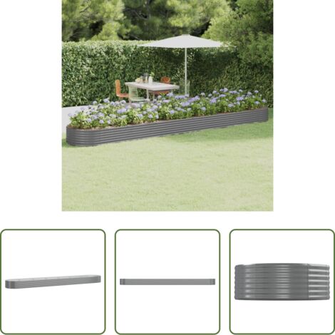 vidaXL Maceta de acero galvanizado -  Jardinera arriate acero galvanizado gris 544x100x36 cm