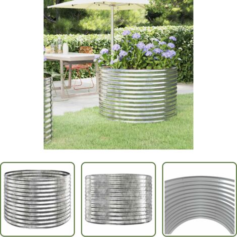 vidaXL Maceta de acero galvanizado -  Jardinera arriate acero galvanizado plata 100x100x68 cm