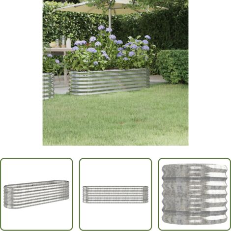 vidaXL Maceta de acero galvanizado -  Jardinera arriate acero galvanizado plata 152x40x36 cm
