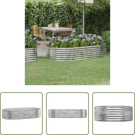 vidaXL Maceta de acero galvanizado -  Jardinera arriate acero galvanizado plata 175x100x36 cm