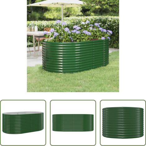 vidaXL Maceta de acero galvanizado -  Jardinera arriate acero galvanizado verde 175x100x68 cm
