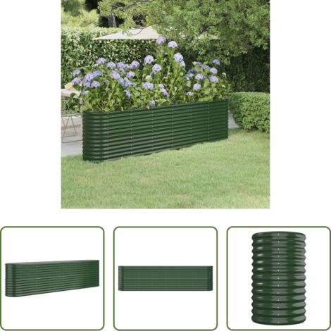 vidaXL Maceta de acero galvanizado -  Jardinera arriate acero galvanizado verde 260x40x68 cm