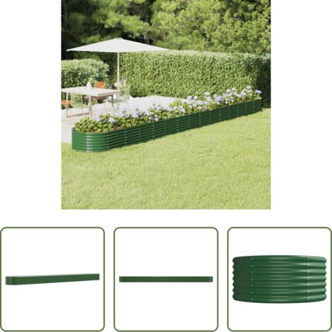 vidaXL Maceta de acero galvanizado -  Jardinera arriate acero galvanizado verde 620x80x36 cm