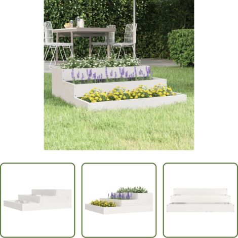 vidaXL Maceta de madera -  Jardinera de madera maciza de pino blanco 78x78x27 cm