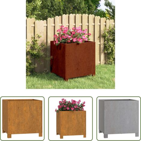 vidaXL Maceta decorativa - Jardinera con patas acero corten oxidado 40x40x40 cm