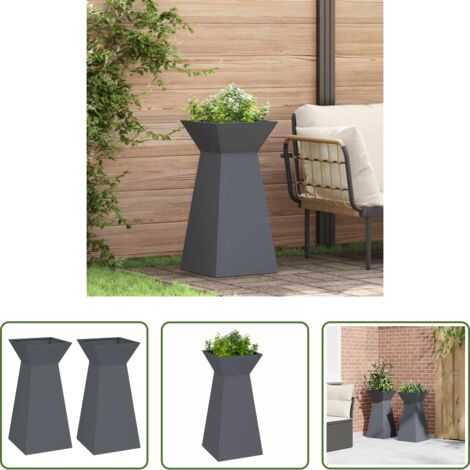 vidaXL Maceta exterior -  Maceta Pilar 2 pcs Antracita 35 x 35 x 73 cm