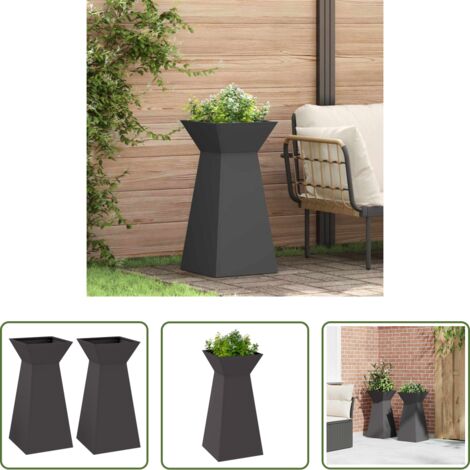 vidaXL Maceta exterior -  Maceta Pilar 2 pcs Negro 35 x 35 x 73 cm