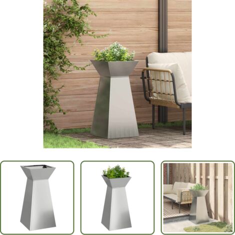 vidaXL Maceta exterior -  Maceta Pilar Plateado 35 x 35 x 73 cm