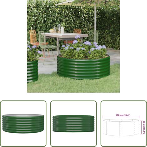 vidaXL Maceta -  Jardinera arriate acero galvanizado verde 100x100x36 cm