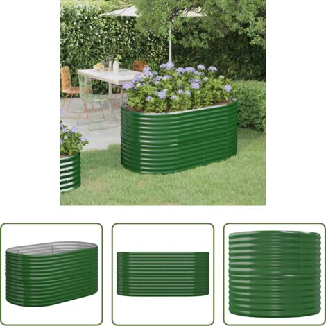 vidaXL Maceta -  Jardinera arriate acero galvanizado verde 152x80x68 cm