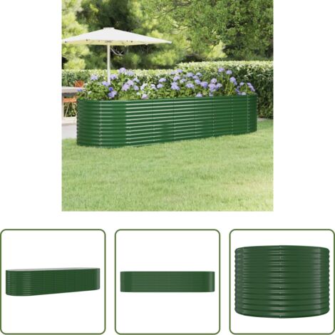 vidaXL Maceta -  Jardinera arriate acero galvanizado verde 322x100x68 cm