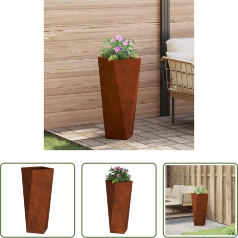 vidaXL Maceta oxidada -  Jardinera Oxidado 30 x 30 x 75 cm Acero autopatinable