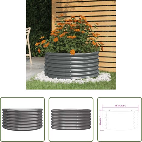 vidaXL Maceta para jardín -  Jardinera acero galvanizado antracita 80x80x36 cm