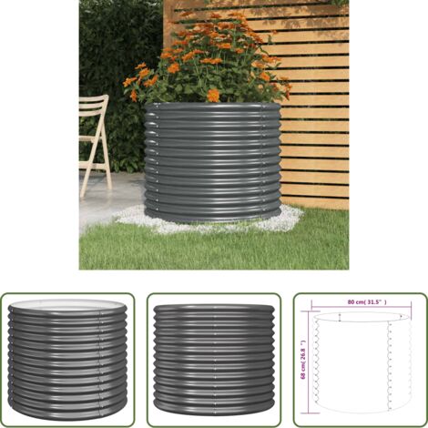 vidaXL Maceta para jardín -  Jardinera acero galvanizado antracita 80x80x68 cm