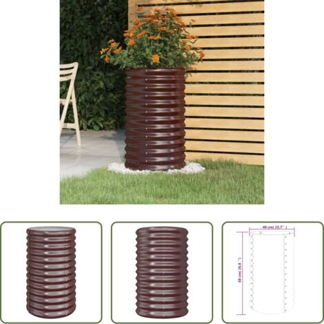 vidaXL Maceta para jardín -  Jardinera acero galvanizado marrón 40x40x68cm
