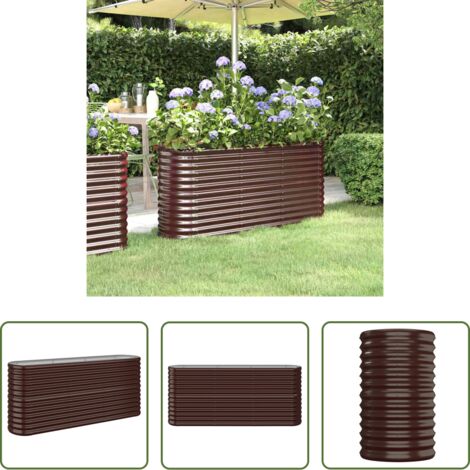 vidaXL Maceta para jardín -  Jardinera arriate acero galvanizado marrón 152x40x68 cm