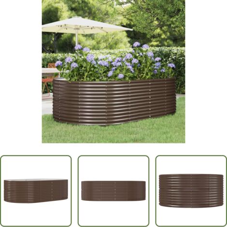 vidaXL Maceta para jardín -  Jardinera arriate acero galvanizado marrón 212x140x68cm
