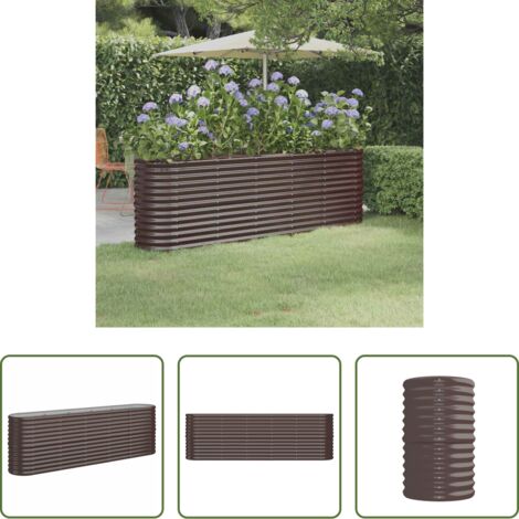 vidaXL Maceta para jardín -  Jardinera arriate acero galvanizado marrón 224x40x68 cm