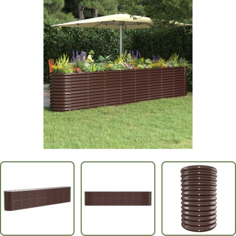 vidaXL Maceta para jardín -  Jardinera arriate acero galvanizado marrón 332x40x68 cm
