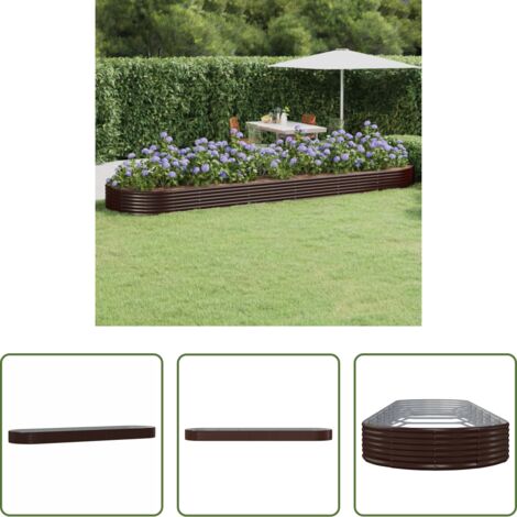 vidaXL Maceta para jardín -  Jardinera arriate acero galvanizado marrón 523x140x36cm