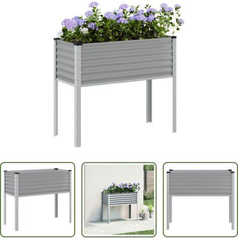 vidaXL Maceta para jardín -  Jardinera de acero gris 100x45x90 cm