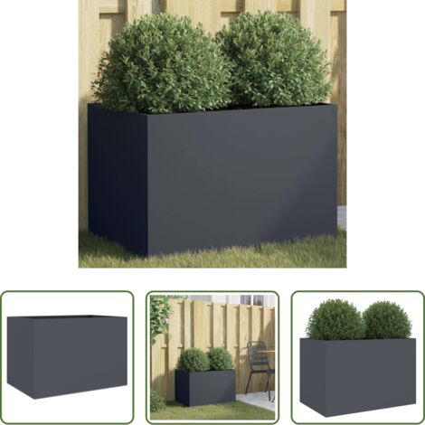 vidaXL Maceta para plantas -  Jardinera acero gris antracita 62x40x39 cm