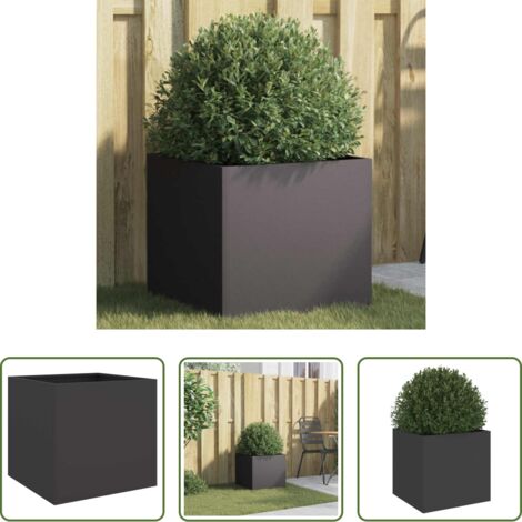 vidaXL Maceta para plantas -  Jardinera acero negro 42x40x39 cm
