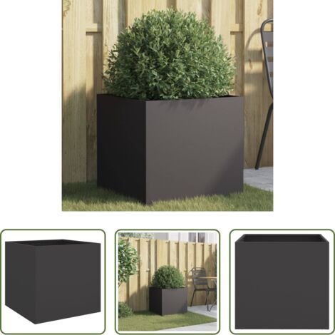 vidaXL Maceta para plantas -  Jardinera acero negro 49x47x46 cm