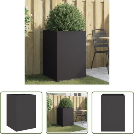 vidaXL Maceta para plantas -  Jardinera acero negro 52x48x75 cm