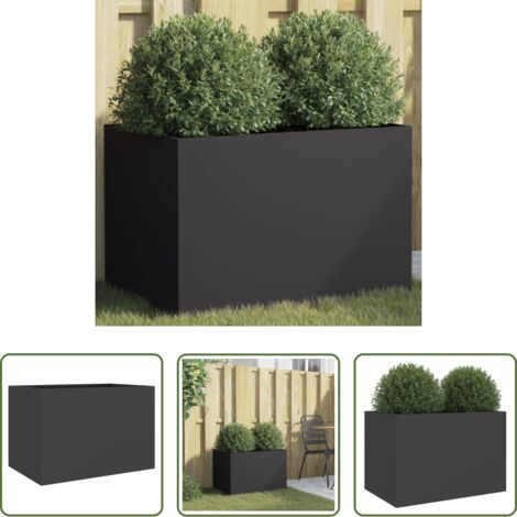 vidaXL Maceta para plantas -  Jardinera acero negro 62x40x39 cm