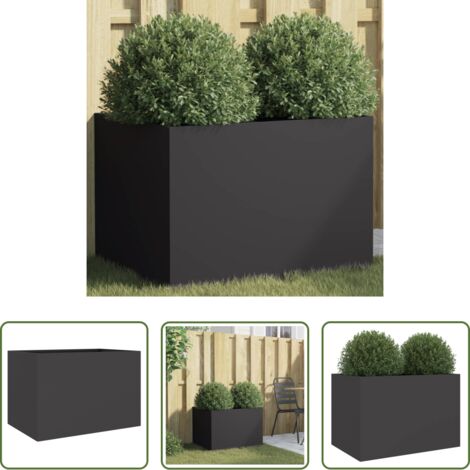 vidaXL Maceta para plantas -  Jardinera acero negro 62x47x46 cm
