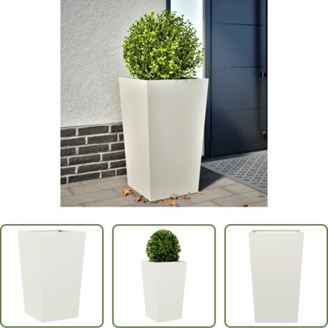 vidaXL Maceta para plantas -  Jardinera de acero blanca 45x45x75 cm