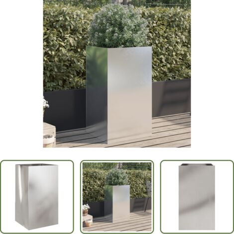 vidaXL Maceta para plantas -  Jardinera de acero inoxidable plateado 42x38x75 cm