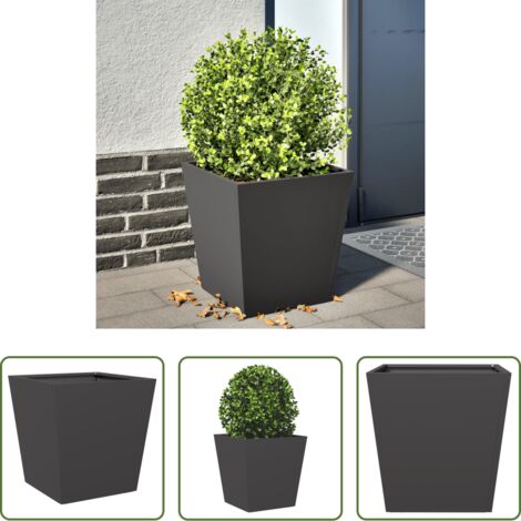 vidaXL Maceta para plantas - Jardinera de acero negro 40x40x40 cm