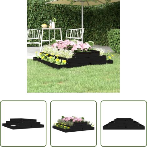 vidaXL Maceta para plantas -  Jardinera madera maciza de pino negro 110x110x27 cm