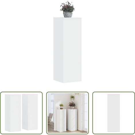 vidaXL Macetas decorativas -  Soportes de plantas 2 uds madera ingeniería blanco 33x33x100 cm