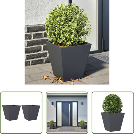 vidaXL Macetas -  Jardineras 2 unidades acero gris antracita 30x30x30 cm