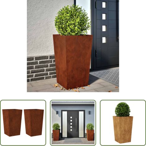 vidaXL Macetas para plantas - Jardineras de jardín  2 uds 45x45x75 cm Acero oxidado