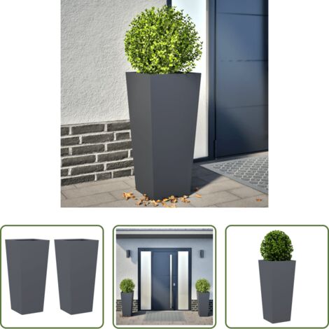 vidaXL Macetas para plantas -  Jardineras hexagonales 2 uds acero antracita 35x35x75 cm
