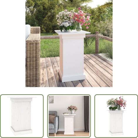 vidaXL Macetas - Soporte para plantas madera maciza de pino blanco 40x40x60 cm