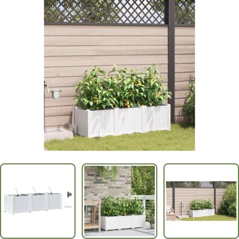 vidaXL Macetero con riego -  Macetero de Jardín 3 pcs Acero