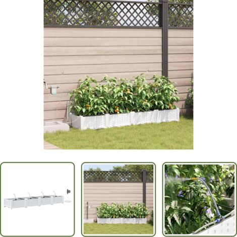 vidaXL Macetero con riego -  Macetero de Jardín 4 pcs Acero