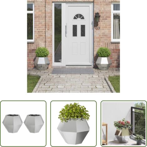 vidaXL Macetero de acero inoxidable -  Jardinera 2 pcs Plateado 50 x 50 x 40 cm Acero inoxidable