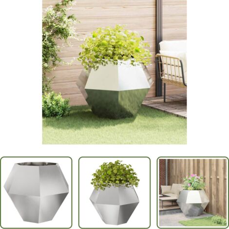 vidaXL Macetero de acero inoxidable -  Jardinera Plateado 100 x 100 x 80 cm Acero inoxidable