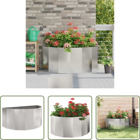 vidaXL Macetero de acero inoxidable -  Jardinera Plateado 120 x 60 x 50 cm Acero inoxidable