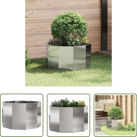 vidaXL Macetero de acero inoxidable -  Jardinera Plateado 60 x 60 x 35 cm Acero inoxidable