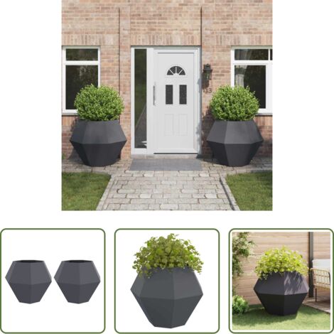 vidaXL Macetero de acero -  Jardinera 2 pcs Antracita 100 x 100 x 80 cm Acero